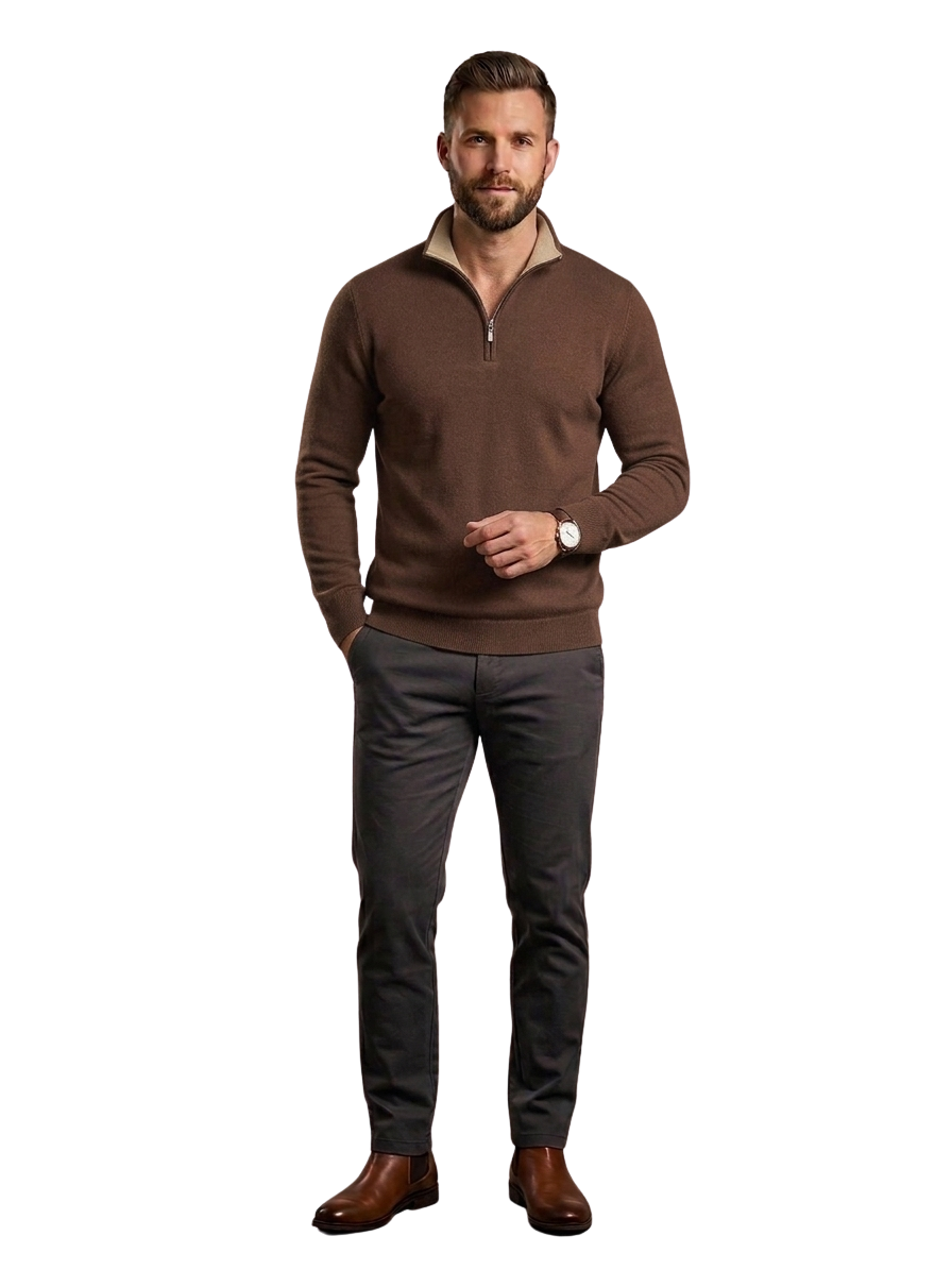 Men's contrast-collar half-zip sweatshirt 26308-42